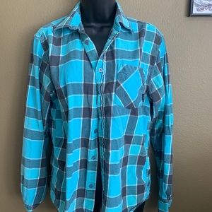 Active Aqua Blue and Navy Flannel